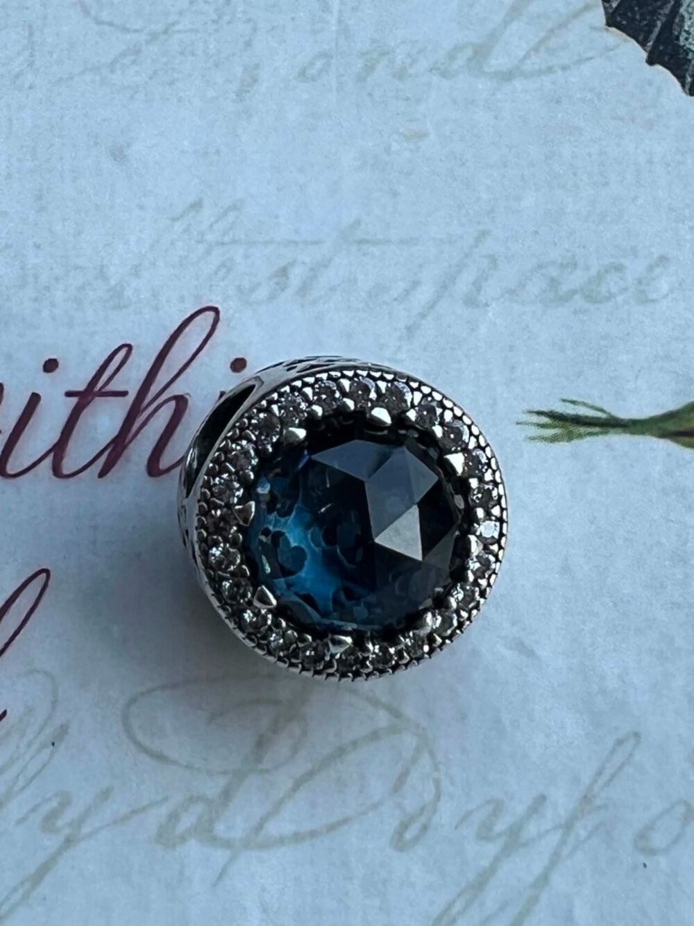 Authentic Pandora Radiant Hearts with Moonlight Blue Crystal Charm #791725NMB